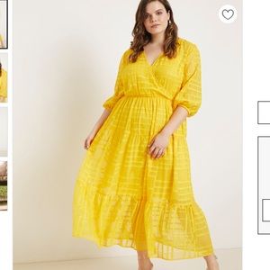Eloquii Yellow Puff Sleeve Maxi Dress